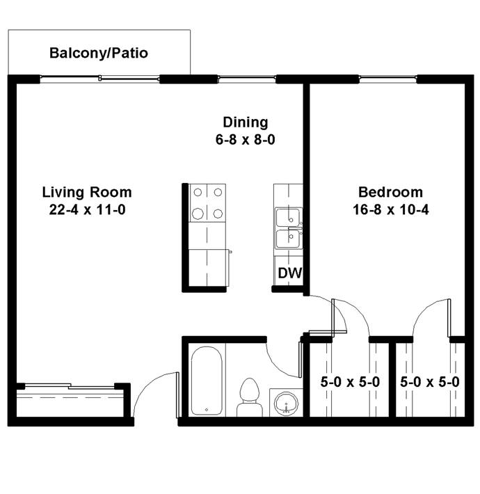Large 1-Bedroom Floor Plan Large 1-Bedroom Floor Plan