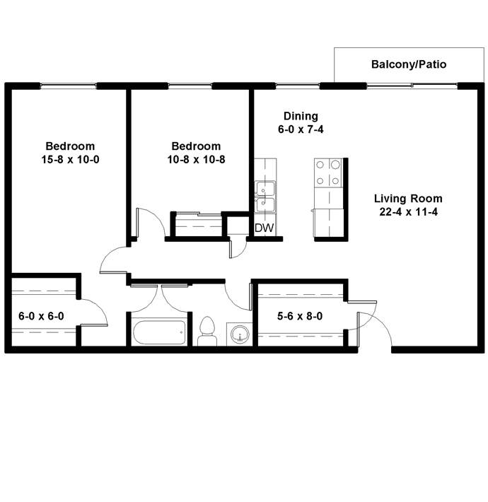 Standard Side Unit 2-Bedroom Floor Plan Standard Side Unit 2-Bedroom Floor Plan