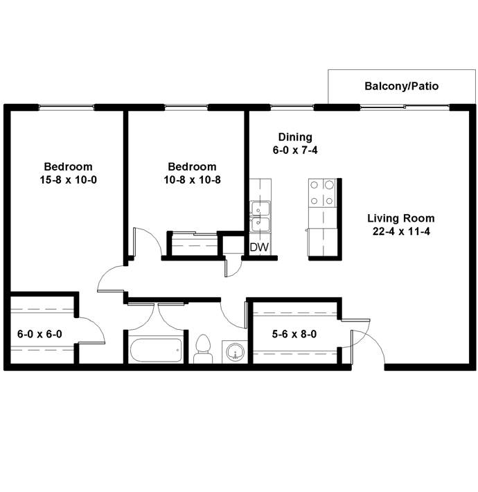 Standard 2-Bedroom Floor Plan Standard 2-Bedroom Floor Plan