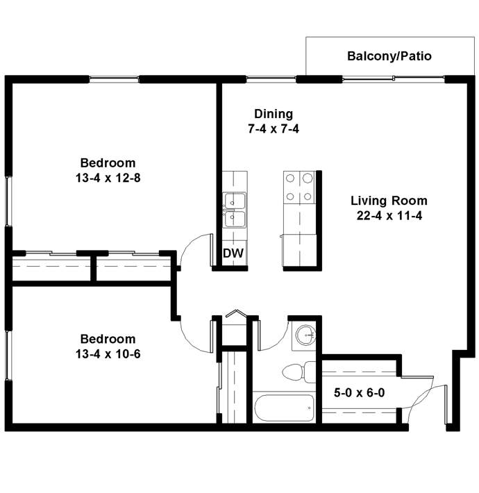 Corner 2-Bedroom Floor Plan Corner 2-Bedroom Floor Plan