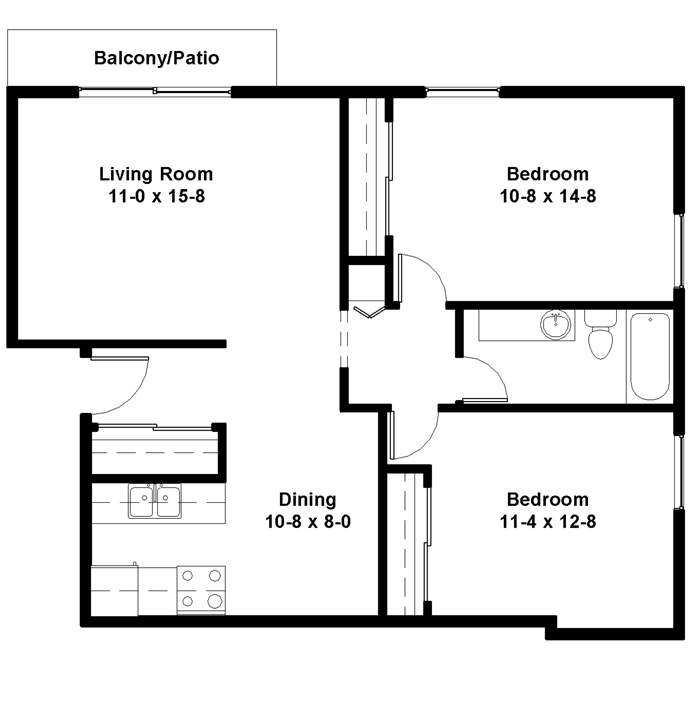 Corner 2nd Floor 2-Bedroom Floor Plan Corner 2nd Floor 2-Bedroom Floor Plan