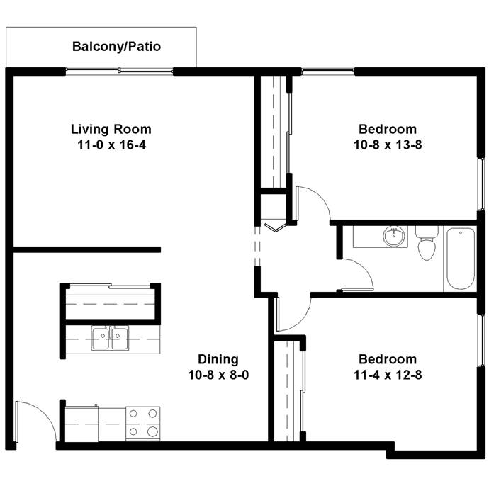 Corner 3rd Floor 2-Bedroom Floor Plan Corner 3rd Floor 2-Bedroom Floor Plan